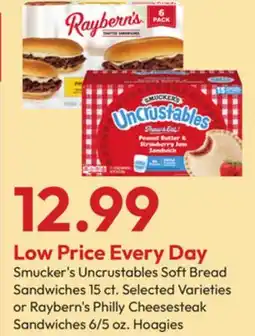 Stater Bros Smucker's Uncrustables Soft Bread Sandwiches offer