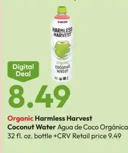 Stater Bros Organic Harmless Harvest Coconut Water offer