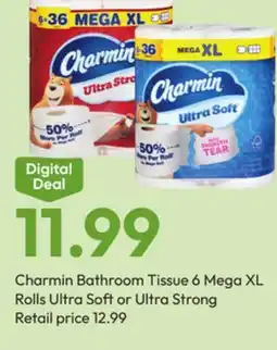 Stater Bros Charmin Bathroom Tissue 6 Mega XL Rolls Ultra Soft or Ultra Strong offer