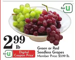 Pavilions Green or Red Seedless Grapes offer