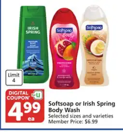 Pavilions Softsoap or Irish Spring Body Wash offer