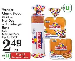 Pavilions Wonder Classic Bread 20-24 oz. Hot Dog or Hamburger Buns 8 ct offer