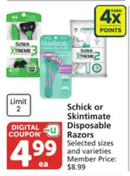 Pavilions Schick or Skintimate Disposable Razors offer