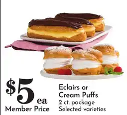 Pavilions Eclairs or Cream Puffs offer