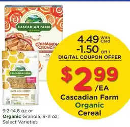 Ralphs Cascadian Farm Organic Cereal offer