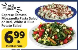 Albertsons Caprese Tomato Mozzarella Pasta Salad or Red, White & Blue Potato Salad offer