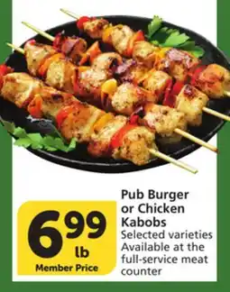 Albertsons Pub Burger or Chicken Kabobs offer