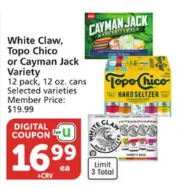 Albertsons White Claw, Topo Chico or Cayman Jack Variety offer
