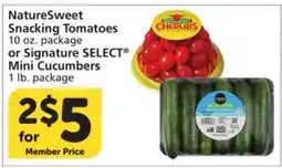 Albertsons NatureSweet Snacking Tomatoes 10 oz. package or Signature SELECT Mini Cucumbers 1 lb. package offer