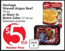 Albertsons Heritage Shaved Angus Beef 10 oz. or Main St. Bistro Sides 17-32 oz offer