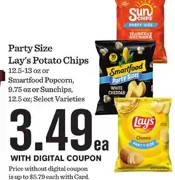 Mariano's Party Size Lay's Potato Chips, Smartfood Popcorn, Sunchips offer