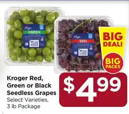 Food 4 Less Kroger Red, Green or Black Seedless Grapes offer