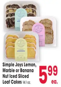 Jewel-Osco Simple Joys Lemon, Marble or Banana Nut Iced Sliced Loaf Cakes offer