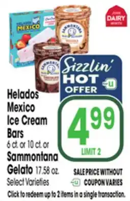 Jewel-Osco Helados Mexico Ice Cream Bars, 6 ct. or 10 ct. or Sammontana Gelato, 17.58 oz offer