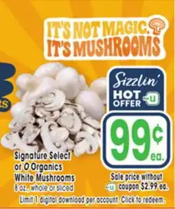Jewel-Osco Signature Select or O Organics White Mushrooms offer