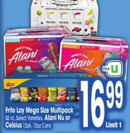 Jewel-Osco Frito Lay Mega Size Multipack 42 ct., Select Varieties, Alani Nu or Celsius 12pk, 12oz Cans offer