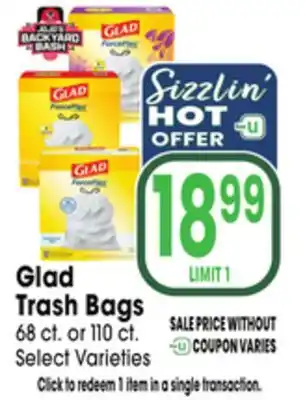 Jewel-Osco Glad Trash Bags offer