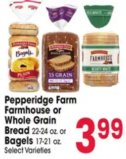 Jewel-Osco Pepperidge Farm Farmhouse or Whole Grain Bread 22-24 oz. or Bagels 17-21 oz offer
