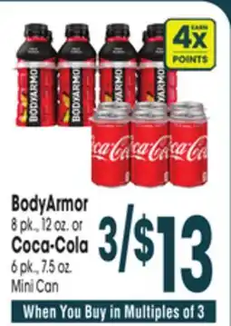 Jewel-Osco BodyArmor 8 pk., 12 oz. or Coca-Cola 6 pk., 7.5 oz. Mini Can offer