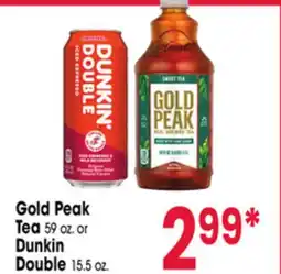 Jewel-Osco Gold Peak Tea 59 oz. or Dunkin Double 15.5 oz offer