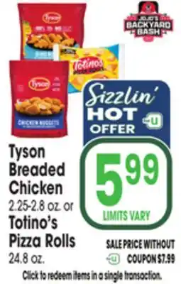 Jewel-Osco Tyson Breaded Chicken 2.25-2.8 oz. or Totino's Pizza Rolls 24.8 oz offer