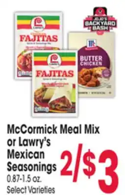 Jewel-Osco McCormick Meal Mix or Lawry's Mexican Seasonings offer