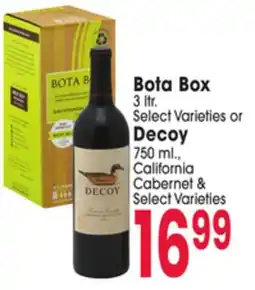 Jewel-Osco Bota Box 3 ltr. or Decoy 750 ml., California Cabernet offer