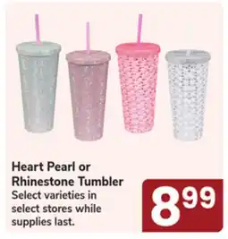 Jewel-Osco Heart Pearl or Rhinestone Tumbler offer