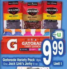 Jewel-Osco Gatorade Variety Pack, 18pk., Jack Link's Jerky, 8 oz offer