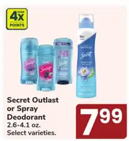 Jewel-Osco Secret Outlast or Spray Deodorant offer