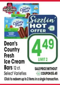 Jewel-Osco Dean's Country Fresh Ice Cream Bars offer