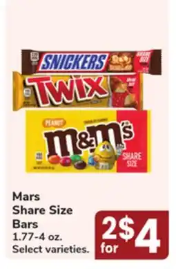Jewel-Osco Mars Share Size Bars offer