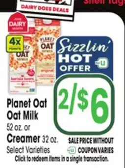 Jewel-Osco Planet Oat Oat Milk 52 oz. or Creamer 32 oz offer