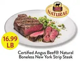 Fresh Thyme Certified Angus Beef Natural Boneless New York Strip Steak offer