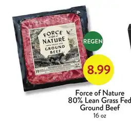 Fresh Thyme Force of Nature 80% Lean Grass Fed Ground Beef offer