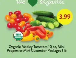 Fresh Thyme Organic Medley Tomatoes 10 oz, Mini Peppers or Mini Cucumber Packages 1 lb offer