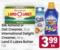 Tony’s Fresh Market Silk Almond or Oat Creamer, International Delight Creamer, or Land O Lakes Butter offer