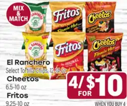 Tony’s Fresh Market El Ranchero Tortilla Chips, Cheetos, Fritos offer