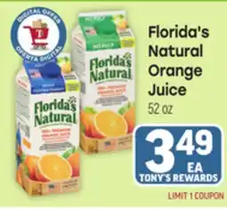 Tony’s Fresh Market Florida's Natural Orange Juice offer
