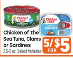 Tony’s Fresh Market Chicken of the Sea Tuna, Clams or Sardines offer