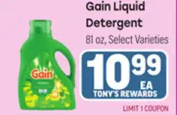 Tony’s Fresh Market Gain Liquid Detergent offer