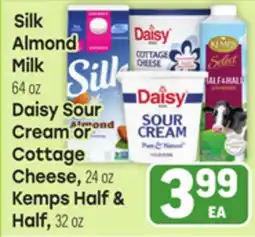 Tony’s Fresh Market Silk Almond Milk, Daisy Sour Cream or Cottage Cheese, Kemps Half & Half offer