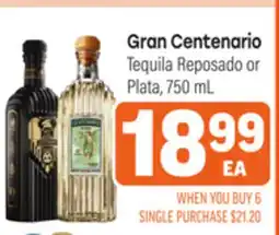 Tony’s Fresh Market Gran Centenario Tequila Reposado or Plata offer