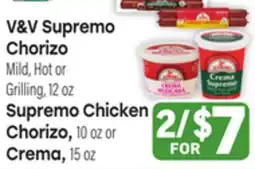 Tony’s Fresh Market V&V Supremo Chorizo, Supremo Chicken Chorizo or Crema offer