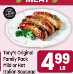 Tony’s Fresh Market Tony's Original Family Pack Mild or Hot Italian Sausage offer
