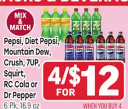 Tony’s Fresh Market Pepsi, Diet Pepsi, Mountain Dew, Crush, 7UP, Squirt, RC Cola or Dr Pepper offer