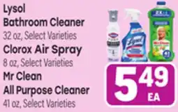 Tony’s Fresh Market Lysol Bathroom Cleaner, Clorox Air Spray or Mr Clean All Purpose Cleaner offer