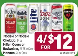 Tony’s Fresh Market Modelo or Modelo Chelada, Miller, Coors or Budweiser or Monaco offer