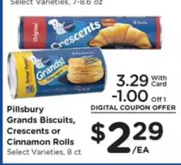 Kroger Pillsbury Grands Biscuits, Crescents or Cinnamon Rolls offer