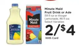 Kroger Minute Maid Fruit Drink or Ade offer